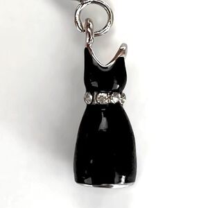 Silver Little Black Dress Rhinestone Charm